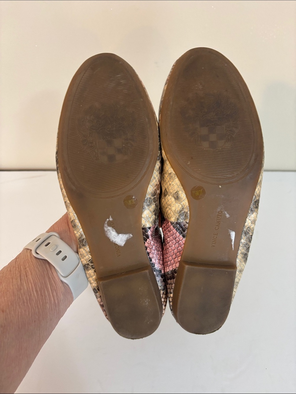 Vince Comuto Leather Snakeskin Ballet Flats Size 7.5 M - Picture 12 of 14